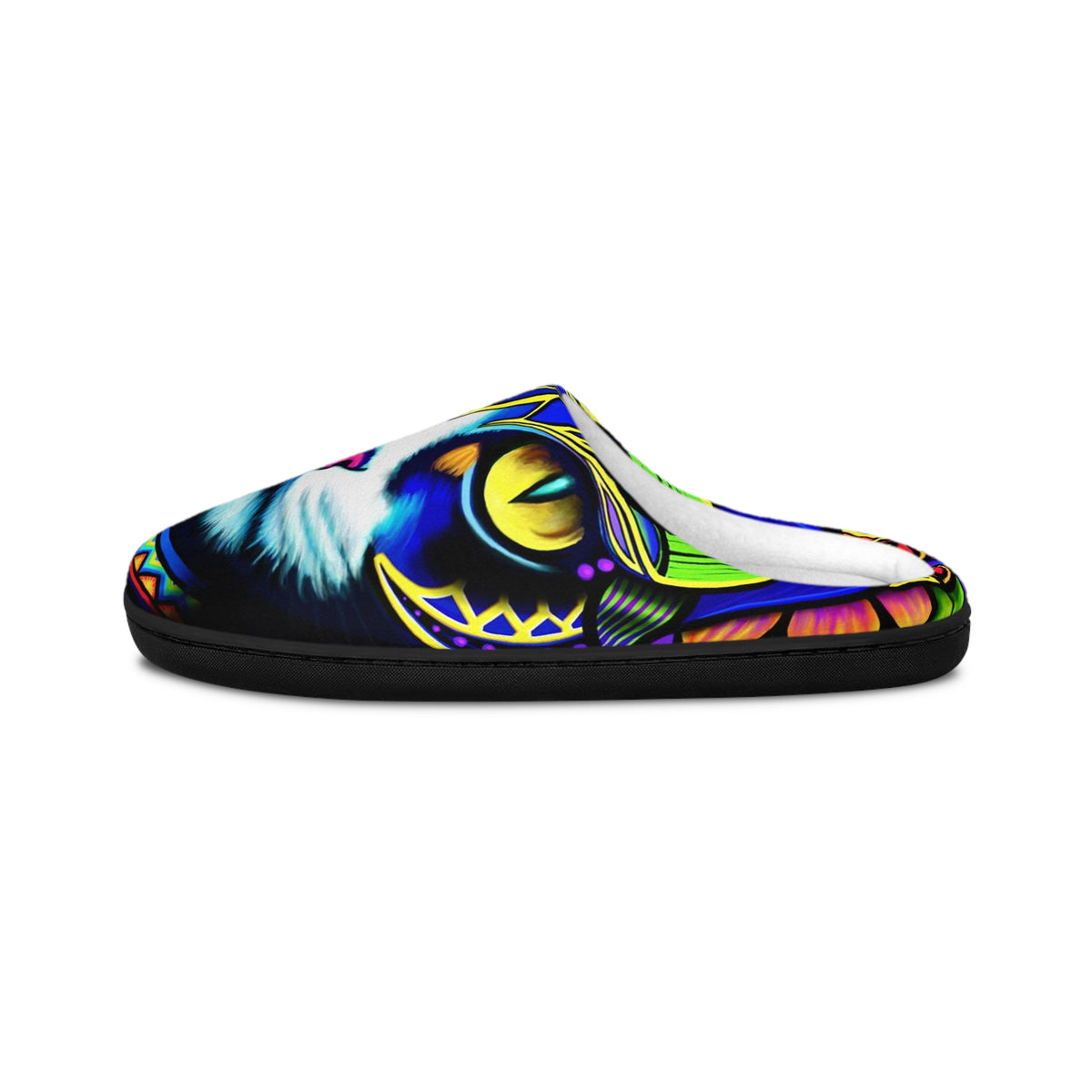 Colorful Cat Design Men's Indoor Slippers | Cozy House Slippers, Unique Gift for Cat Lovers, Home Comfort, Fun Footwear