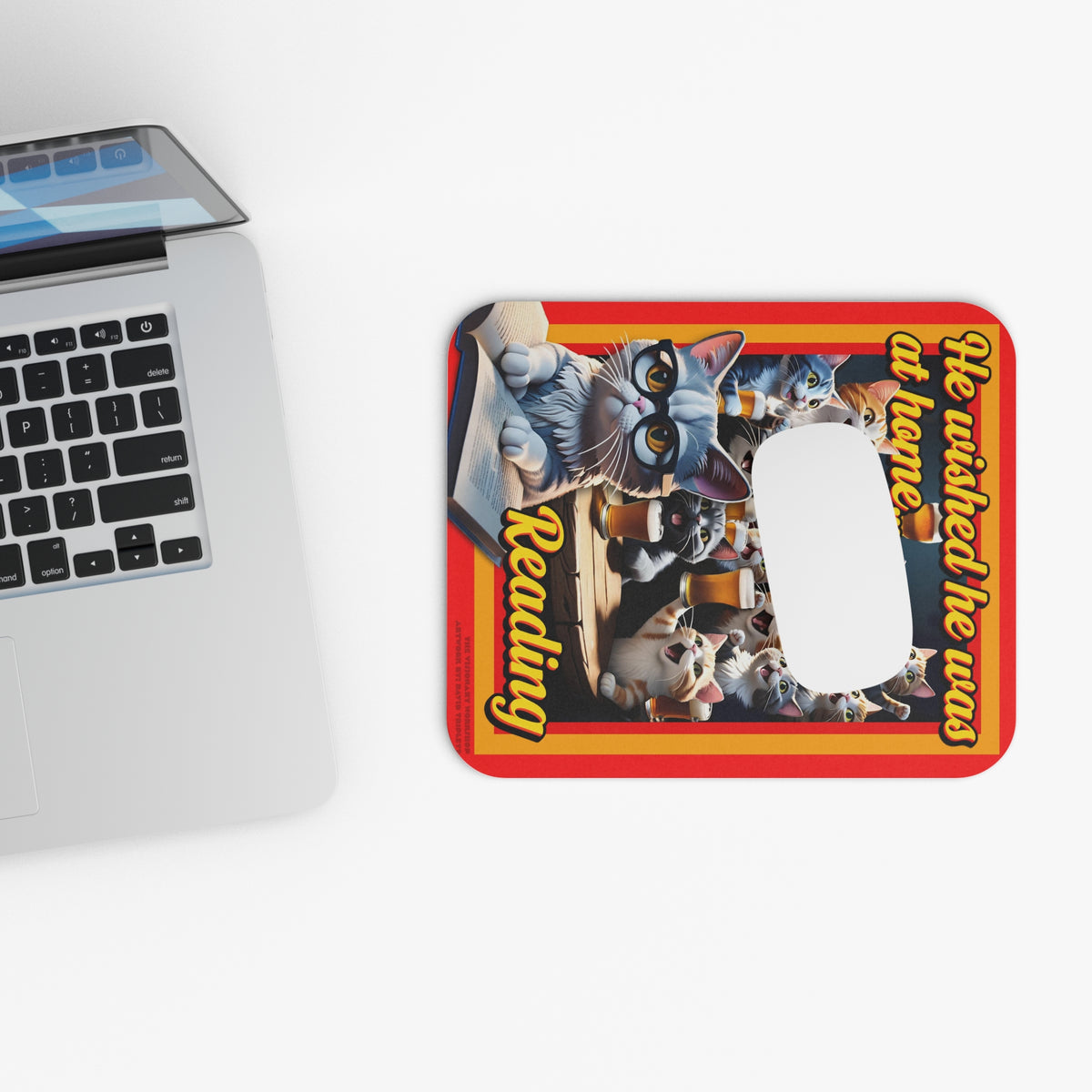Cat-Themed Mouse Pad for Reading Enthusiasts, Cute Office Decor, Animal Lover Gift, Fun Desk Accessory, Reading Cats