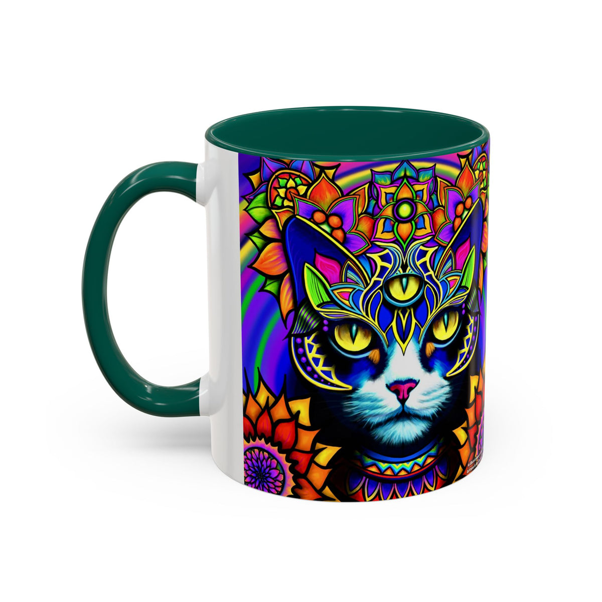 Psychedelic Cat Mug - Psychedelic Art Cup, Vibrant Coffee Mug, Unique Gift for Cat Lovers, Fun Home Decor, 11oz & 15oz Options