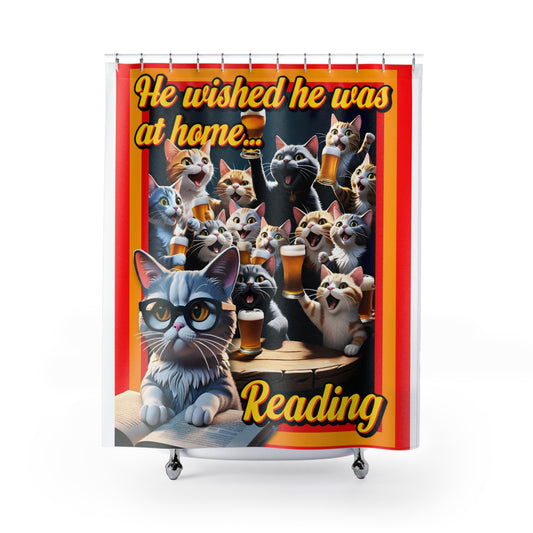 Whimsical Cat-Themed Shower Curtain, Fun Bathroom Decor, Pet Lover Gift, Unique Home Accents, Funny Cat Shower Curtain
