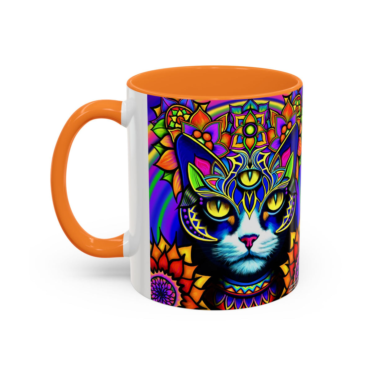 Psychedelic Cat Mug - Psychedelic Art Cup, Vibrant Coffee Mug, Unique Gift for Cat Lovers, Fun Home Decor, 11oz & 15oz Options