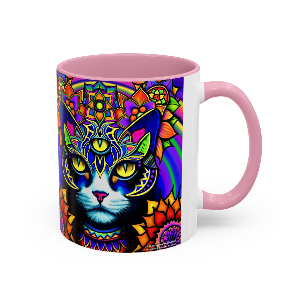 Psychedelic Cat Mug - Psychedelic Art Cup, Vibrant Coffee Mug, Unique Gift for Cat Lovers, Fun Home Decor, 11oz & 15oz Options