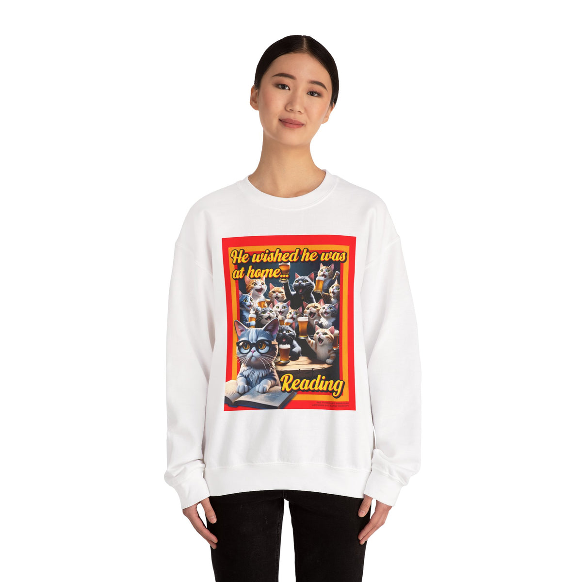 Cozy Cat Lover Crewneck Sweatshirt, Funny Reading Gift, Homebody Apparel, Cat Mom Sweatshirt, Unisex Funny Pet Lover Clothes