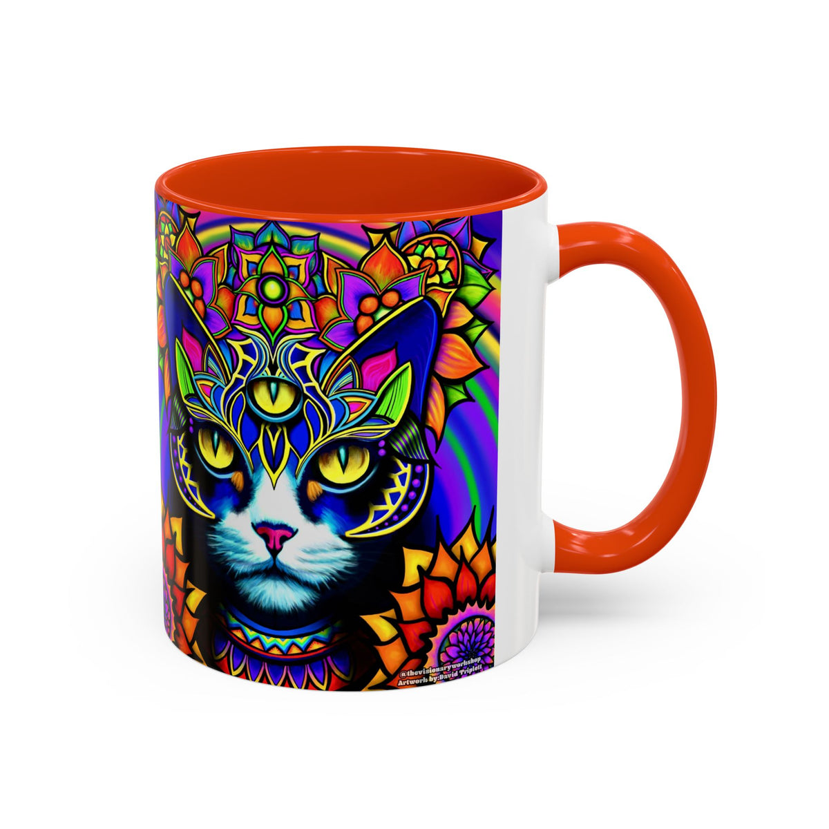Psychedelic Cat Mug - Psychedelic Art Cup, Vibrant Coffee Mug, Unique Gift for Cat Lovers, Fun Home Decor, 11oz & 15oz Options