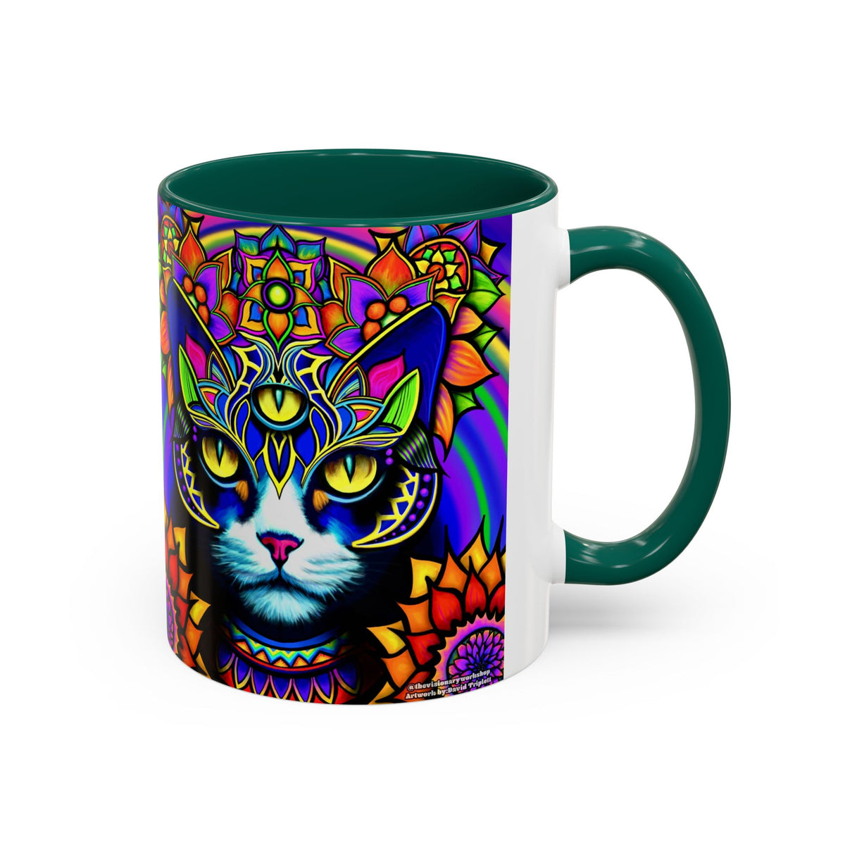 Psychedelic Cat Mug - Psychedelic Art Cup, Vibrant Coffee Mug, Unique Gift for Cat Lovers, Fun Home Decor, 11oz & 15oz Options