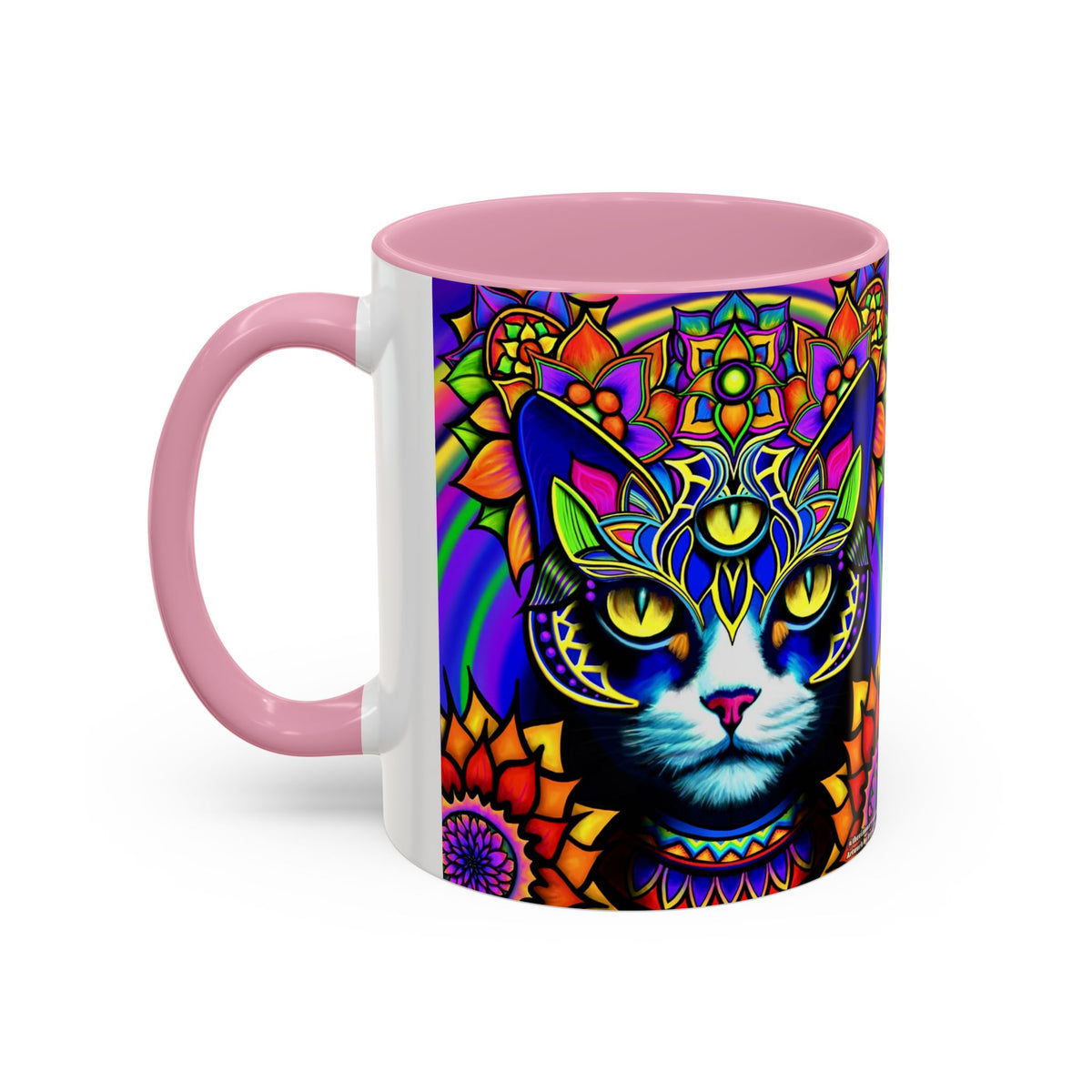 Psychedelic Cat Mug - Psychedelic Art Cup, Vibrant Coffee Mug, Unique Gift for Cat Lovers, Fun Home Decor, 11oz & 15oz Options