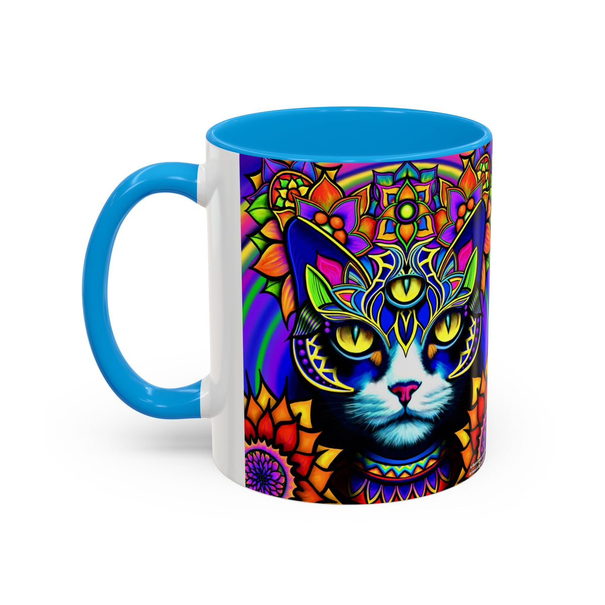 Psychedelic Cat Mug - Psychedelic Art Cup, Vibrant Coffee Mug, Unique Gift for Cat Lovers, Fun Home Decor, 11oz & 15oz Options