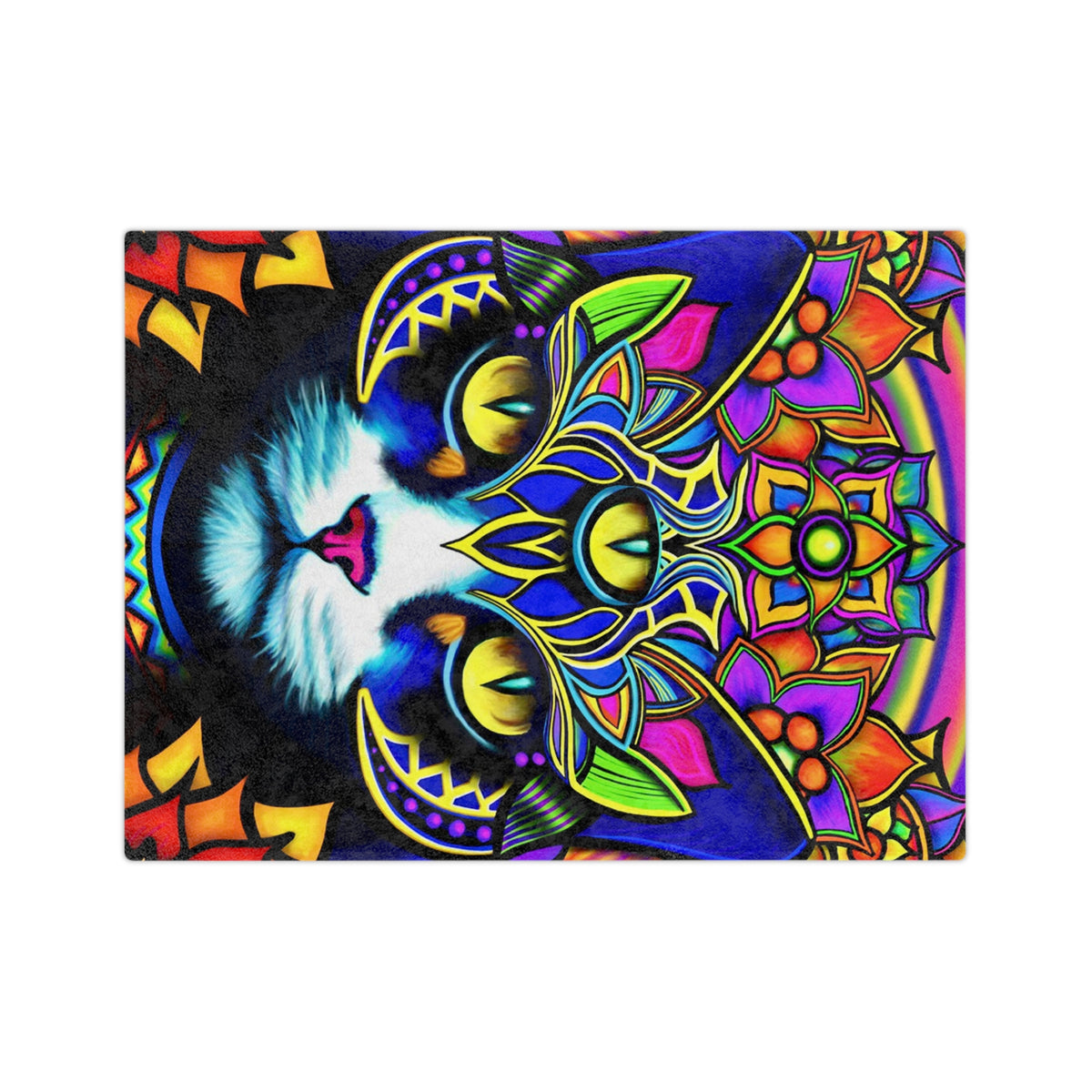 Psychedelic Cat Velveteen Blanket - Cozy Home Decor, Gift for Cat Lovers, Psychedelic Art, Vibrant Soft Throw, Perfect for All Occasions