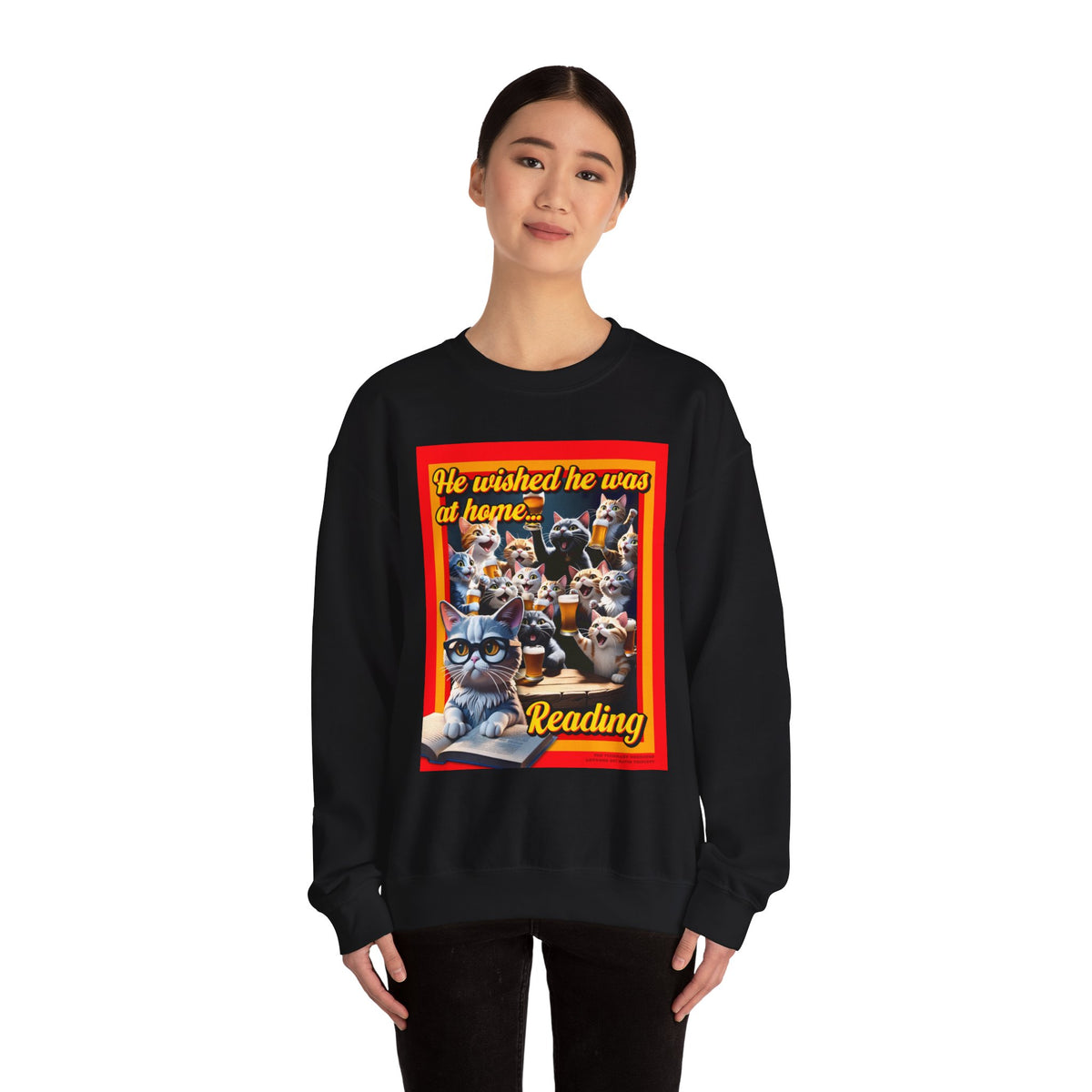 Cozy Cat Lover Crewneck Sweatshirt, Funny Reading Gift, Homebody Apparel, Cat Mom Sweatshirt, Unisex Funny Pet Lover Clothes