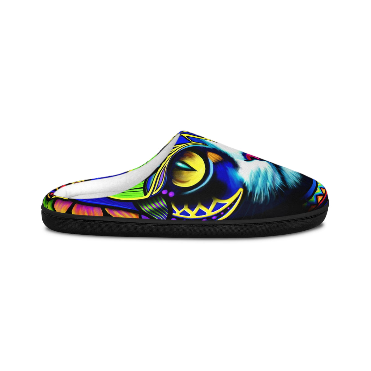 Colorful Cat Design Men's Indoor Slippers | Cozy House Slippers, Unique Gift for Cat Lovers, Home Comfort, Fun Footwear