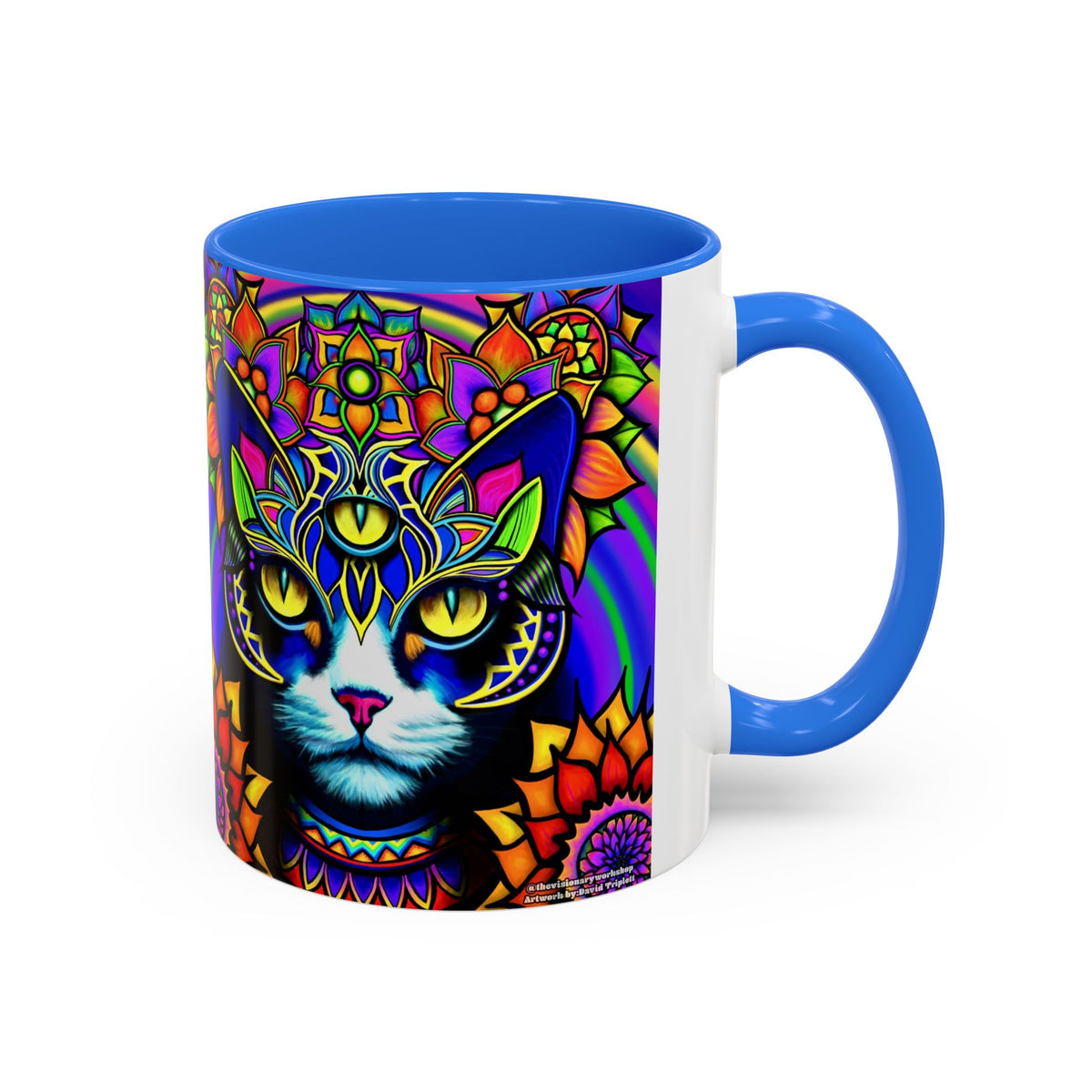 Psychedelic Cat Mug - Psychedelic Art Cup, Vibrant Coffee Mug, Unique Gift for Cat Lovers, Fun Home Decor, 11oz & 15oz Options