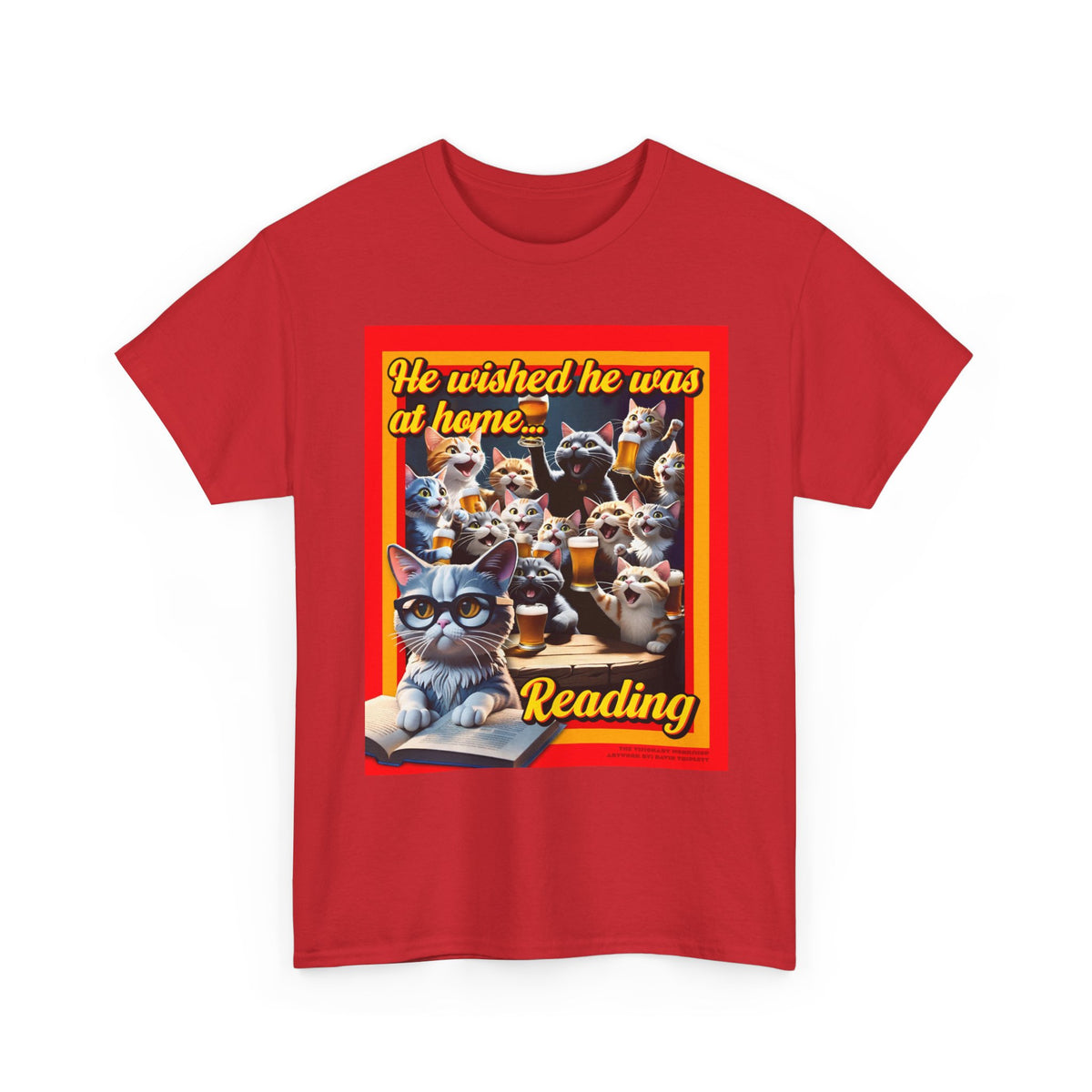Reading Cats Unisex Heavy Cotton Tee - Perfect for Book Lovers, Cat Enthusiasts, Gifts, Cozy Days, and Reading Celebrations