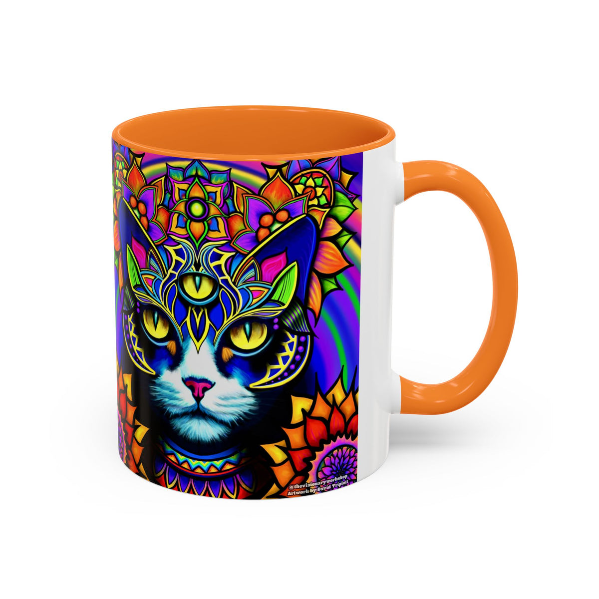 Psychedelic Cat Mug - Psychedelic Art Cup, Vibrant Coffee Mug, Unique Gift for Cat Lovers, Fun Home Decor, 11oz & 15oz Options