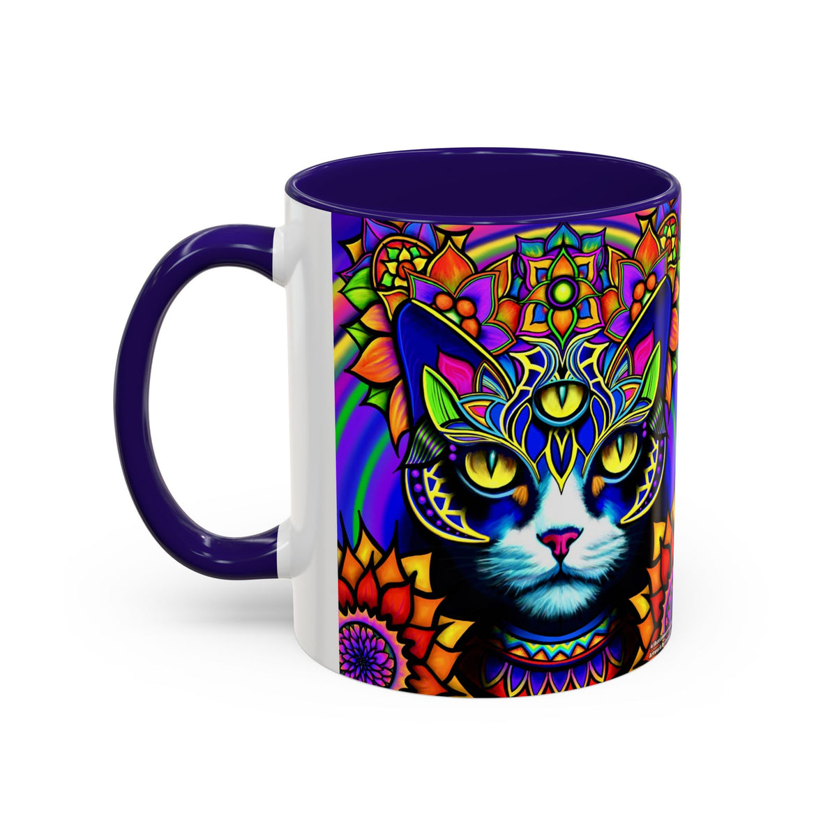 Psychedelic Cat Mug - Psychedelic Art Cup, Vibrant Coffee Mug, Unique Gift for Cat Lovers, Fun Home Decor, 11oz & 15oz Options