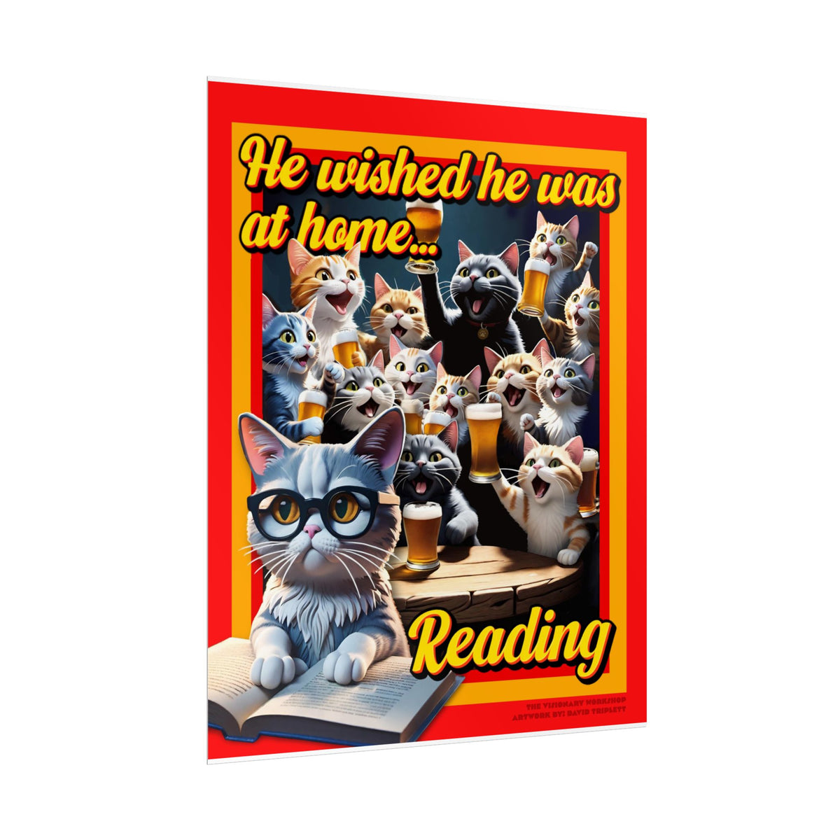 Cozy Cat Reading Poster, Home Decor, Gift for Cat Lovers, Cozy Vibes, Unique Wall Art, Reading Enthusiasts