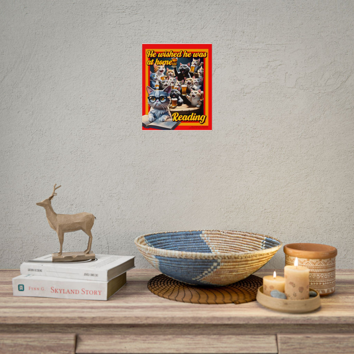 Cozy Cat Reading Poster, Home Decor, Gift for Cat Lovers, Cozy Vibes, Unique Wall Art, Reading Enthusiasts