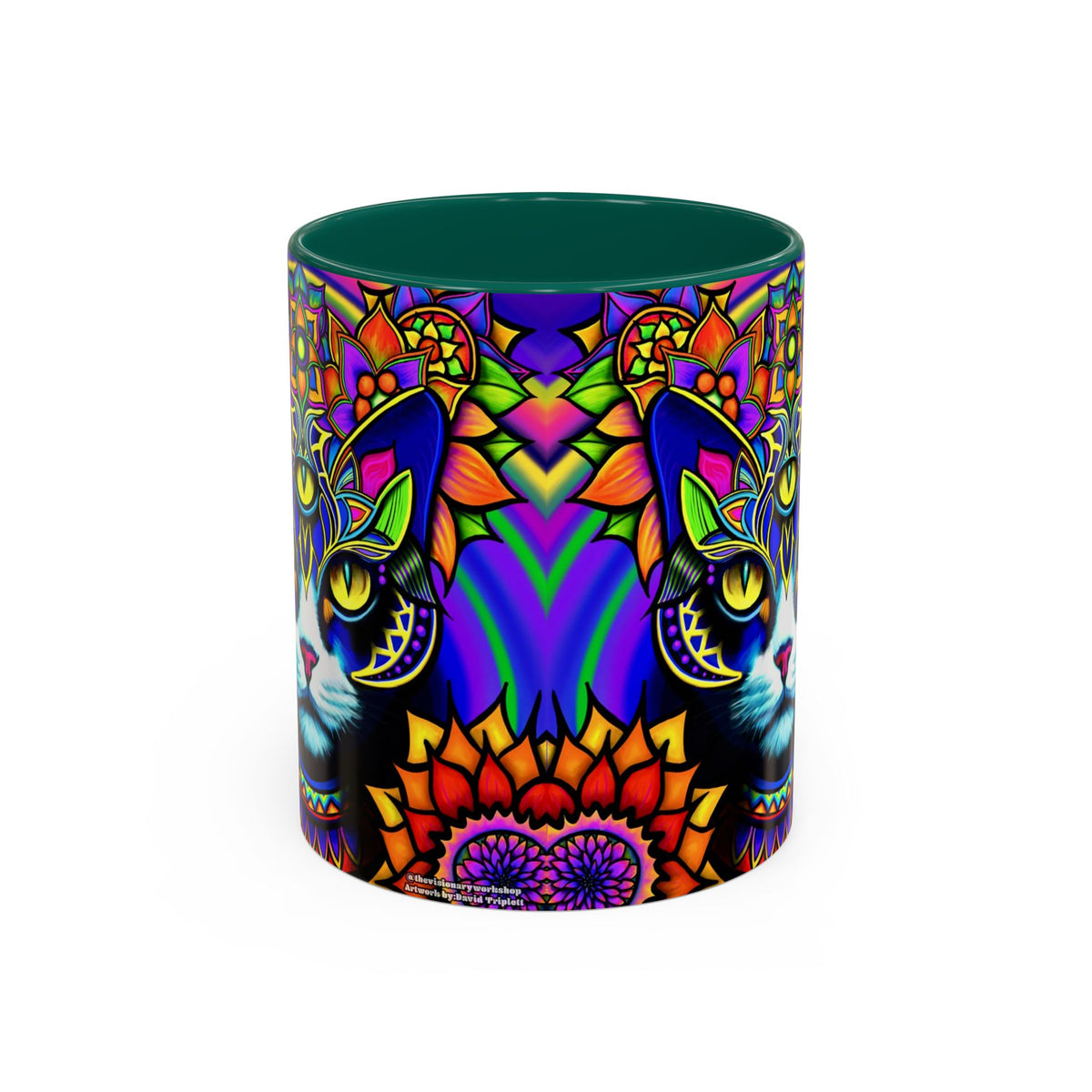 Psychedelic Cat Mug - Psychedelic Art Cup, Vibrant Coffee Mug, Unique Gift for Cat Lovers, Fun Home Decor, 11oz & 15oz Options