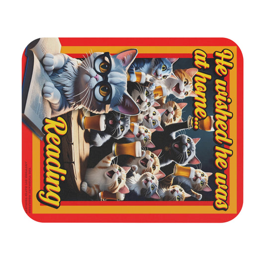 Cat-Themed Mouse Pad for Reading Enthusiasts, Cute Office Decor, Animal Lover Gift, Fun Desk Accessory, Reading Cats