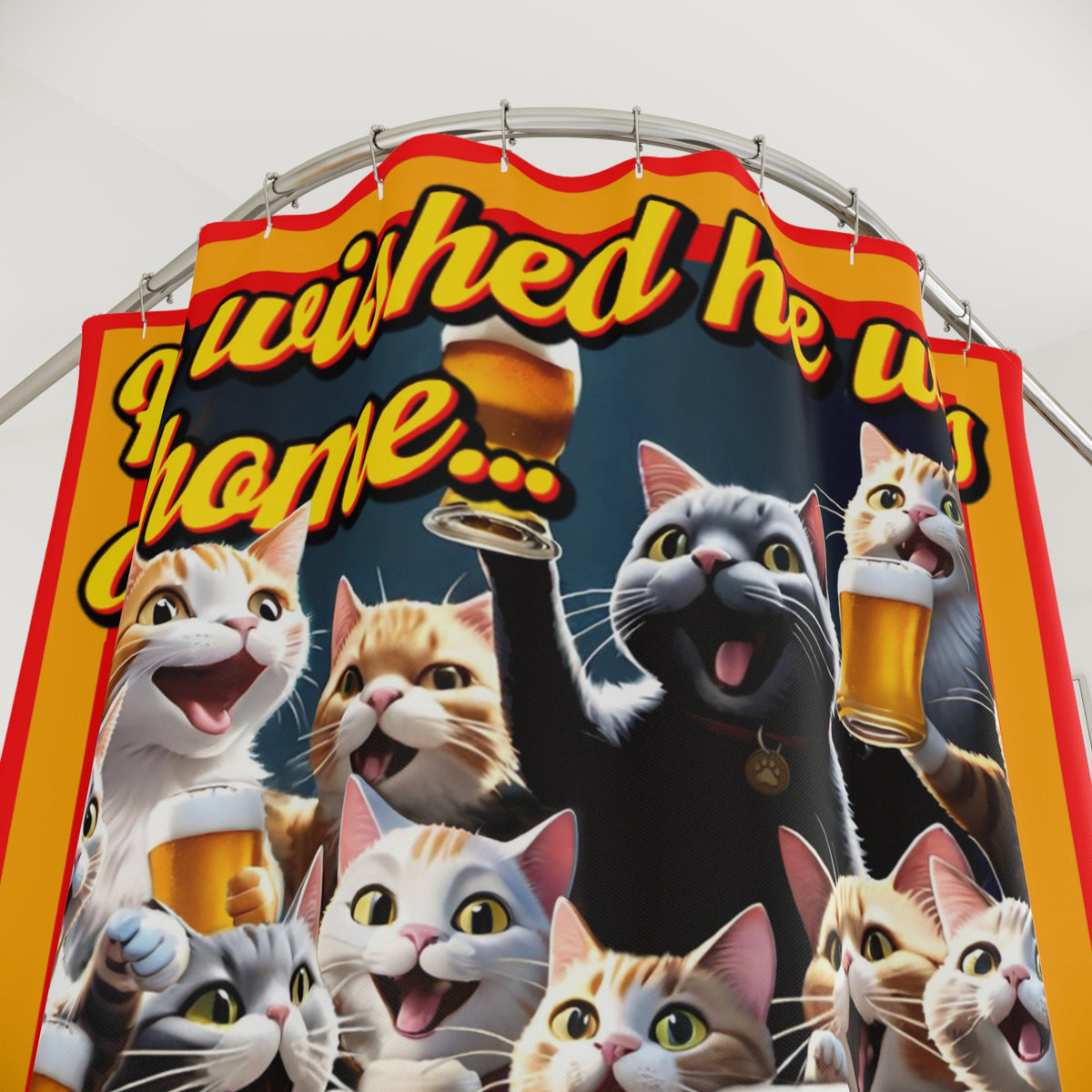 Whimsical Cat-Themed Shower Curtain, Fun Bathroom Decor, Pet Lover Gift, Unique Home Accents, Funny Cat Shower Curtain