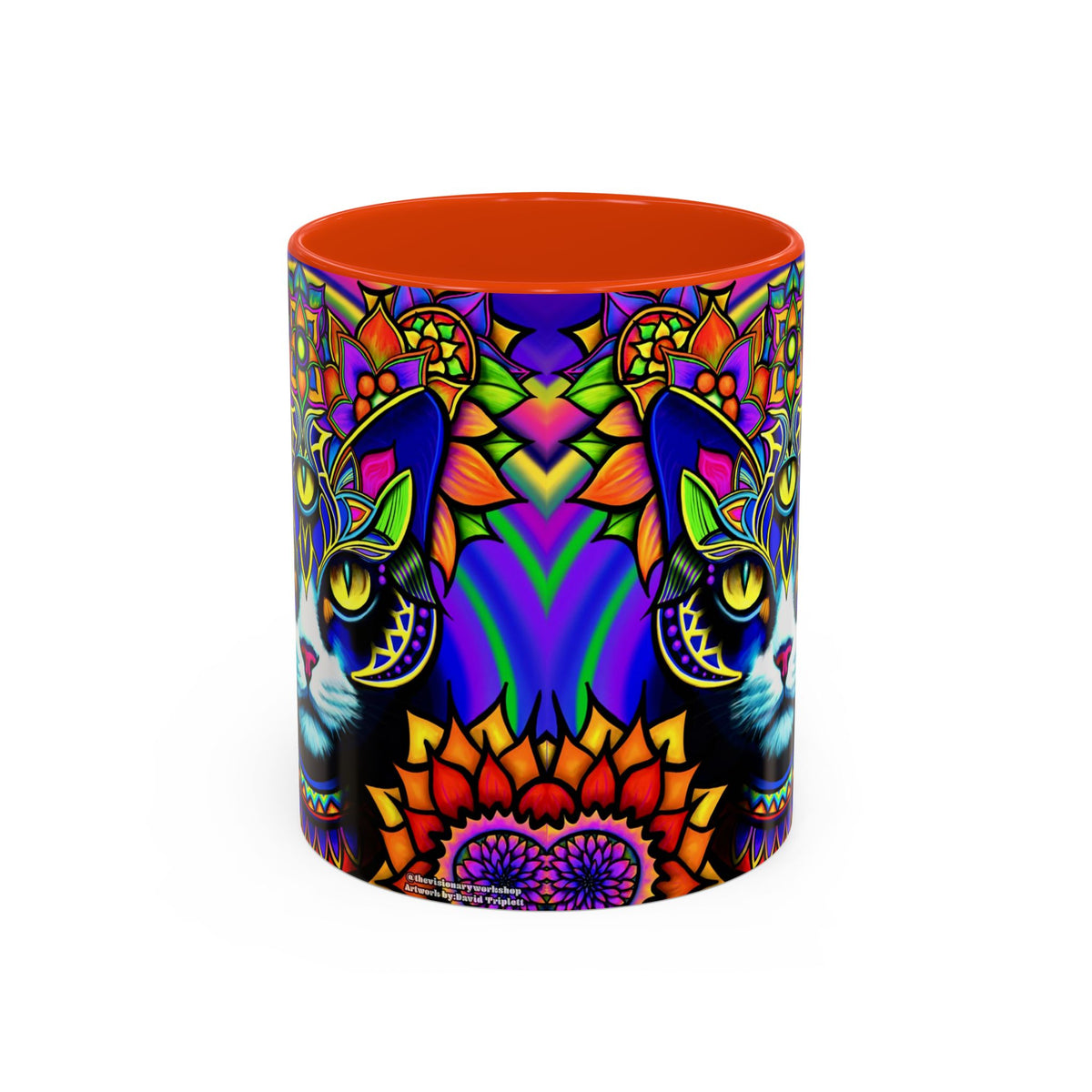 Psychedelic Cat Mug - Psychedelic Art Cup, Vibrant Coffee Mug, Unique Gift for Cat Lovers, Fun Home Decor, 11oz & 15oz Options