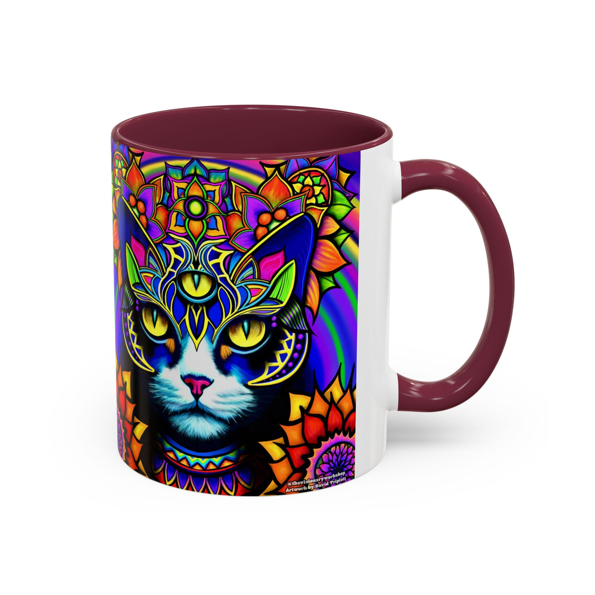 Psychedelic Cat Mug - Psychedelic Art Cup, Vibrant Coffee Mug, Unique Gift for Cat Lovers, Fun Home Decor, 11oz & 15oz Options