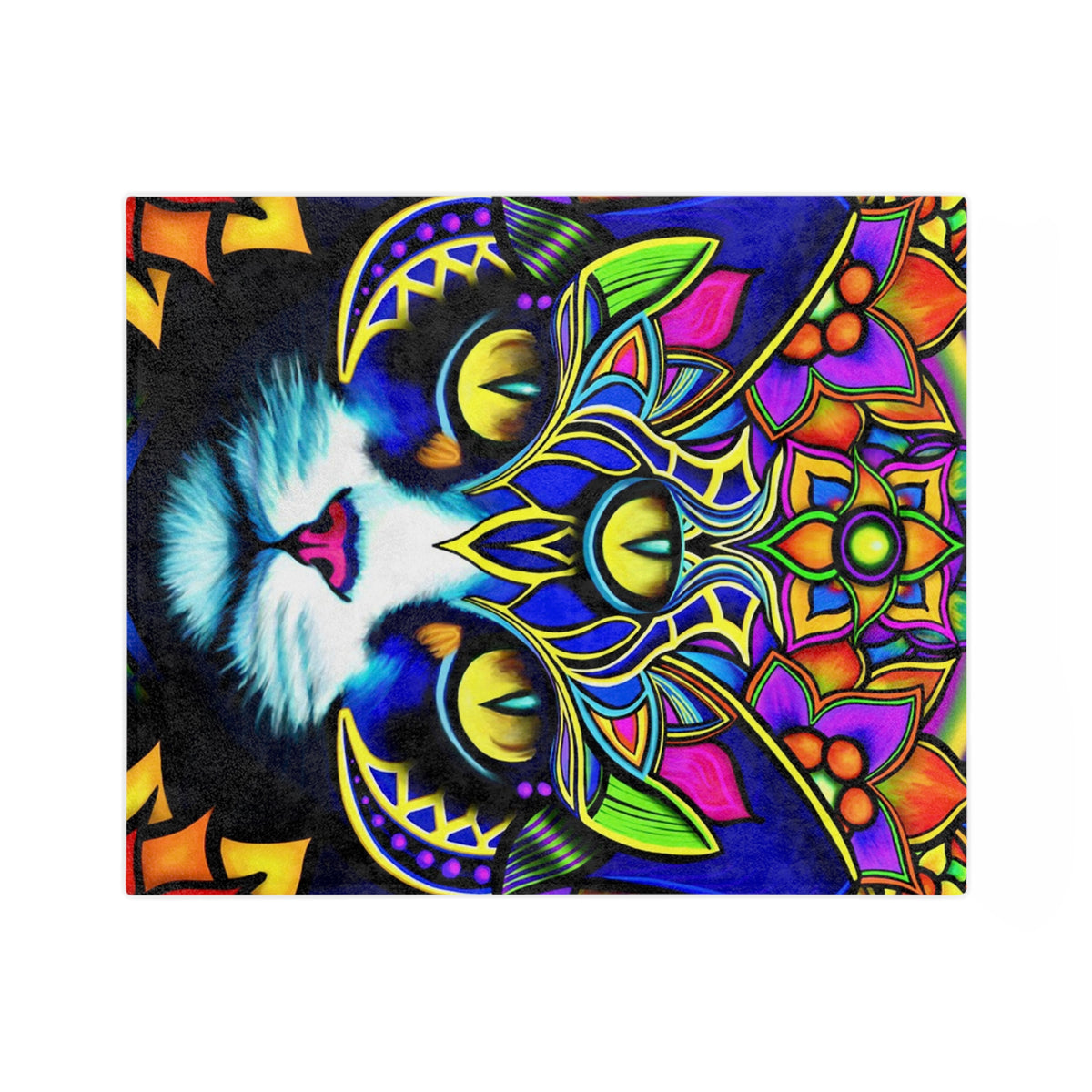 Psychedelic Cat Velveteen Blanket - Cozy Home Decor, Gift for Cat Lovers, Psychedelic Art, Vibrant Soft Throw, Perfect for All Occasions