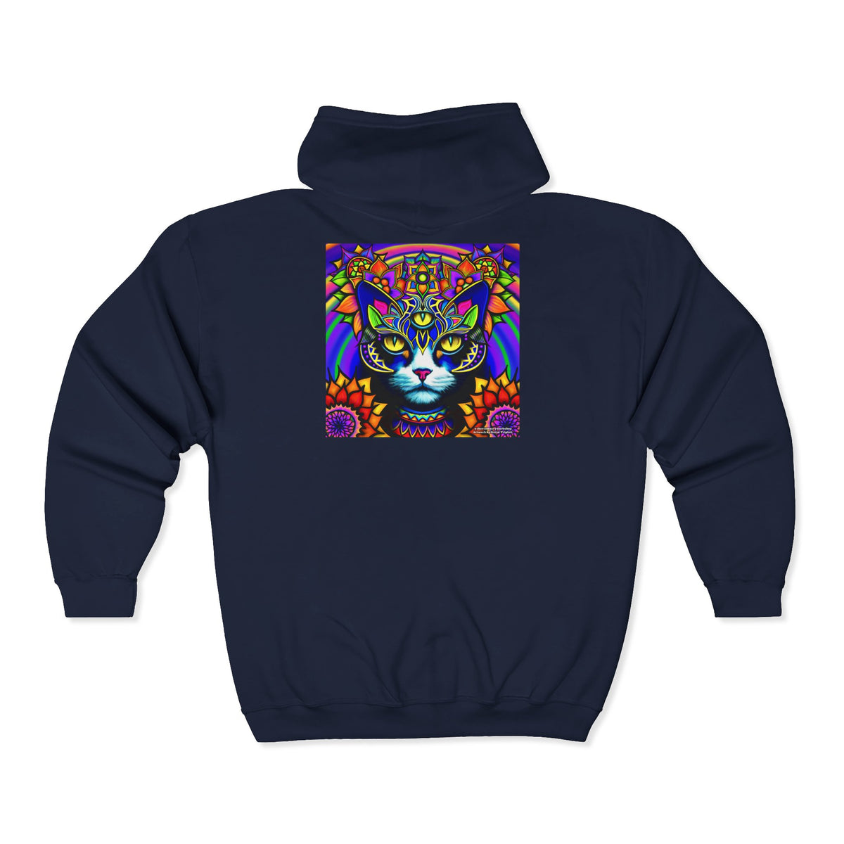 Psychedelic Cat Cozy Unisex Zip Hoodie for Comfort Lovers, Perfect for Fall, Casual Style, Gift for Birthdays, Everyday Wear, Relaxation
