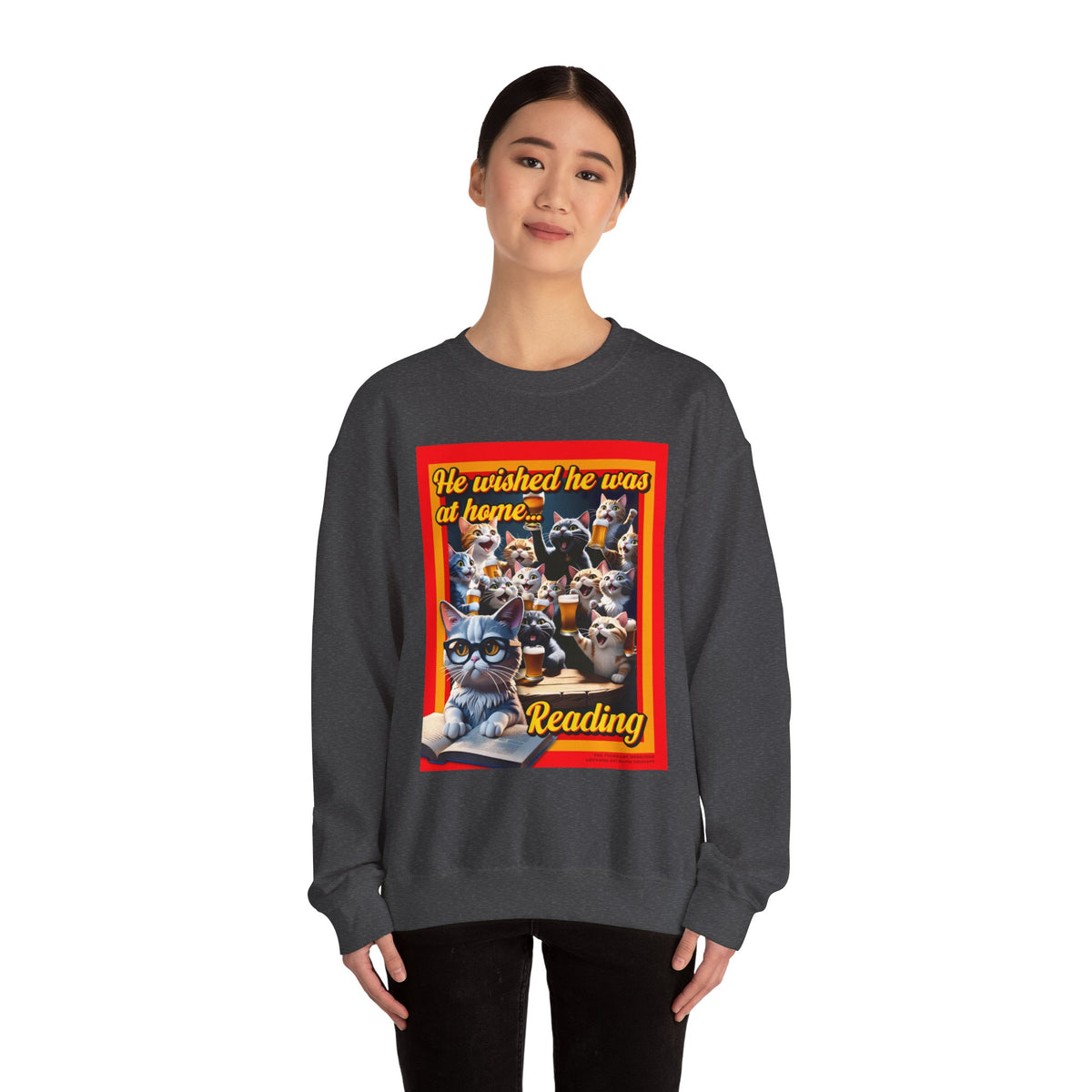 Cozy Cat Lover Crewneck Sweatshirt, Funny Reading Gift, Homebody Apparel, Cat Mom Sweatshirt, Unisex Funny Pet Lover Clothes