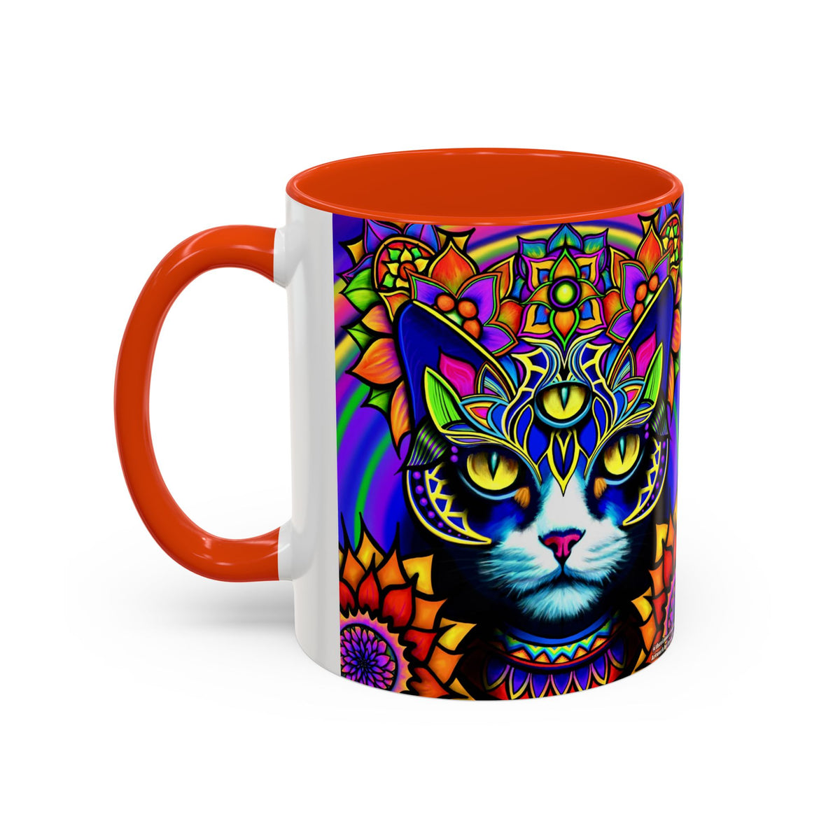 Psychedelic Cat Mug - Psychedelic Art Cup, Vibrant Coffee Mug, Unique Gift for Cat Lovers, Fun Home Decor, 11oz & 15oz Options