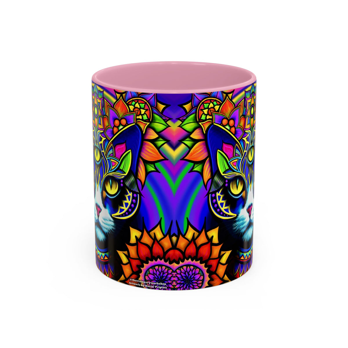 Psychedelic Cat Mug - Psychedelic Art Cup, Vibrant Coffee Mug, Unique Gift for Cat Lovers, Fun Home Decor, 11oz & 15oz Options