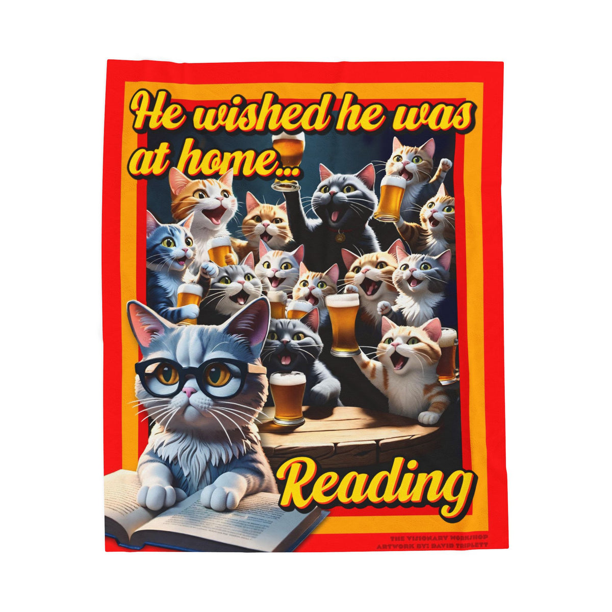 Cozy Cat-Themed Velveteen Plush Blanket - Perfect for Reading Nooks, Cat Lovers, Gifts, Home Decor, Warmth & Comfort