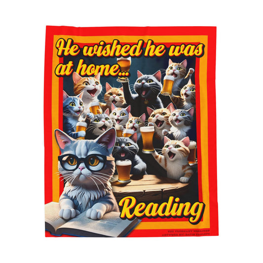 Cozy Cat-Themed Velveteen Plush Blanket - Perfect for Reading Nooks, Cat Lovers, Gifts, Home Decor, Warmth & Comfort