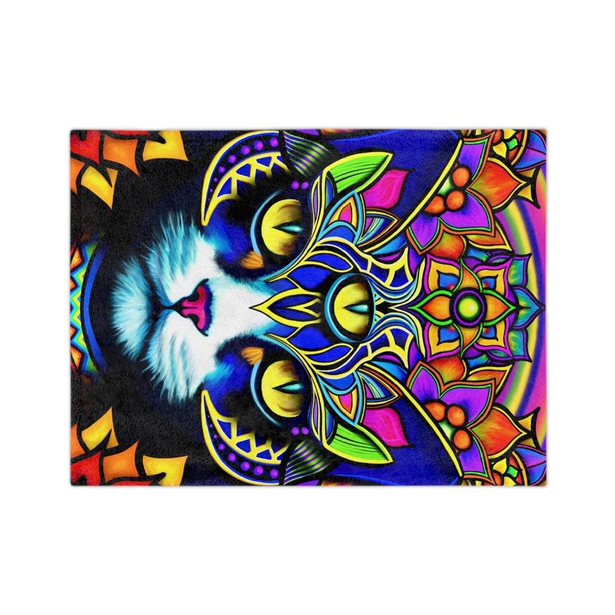 Psychedelic Cat Velveteen Blanket - Cozy Home Decor, Gift for Cat Lovers, Psychedelic Art, Vibrant Soft Throw, Perfect for All Occasions