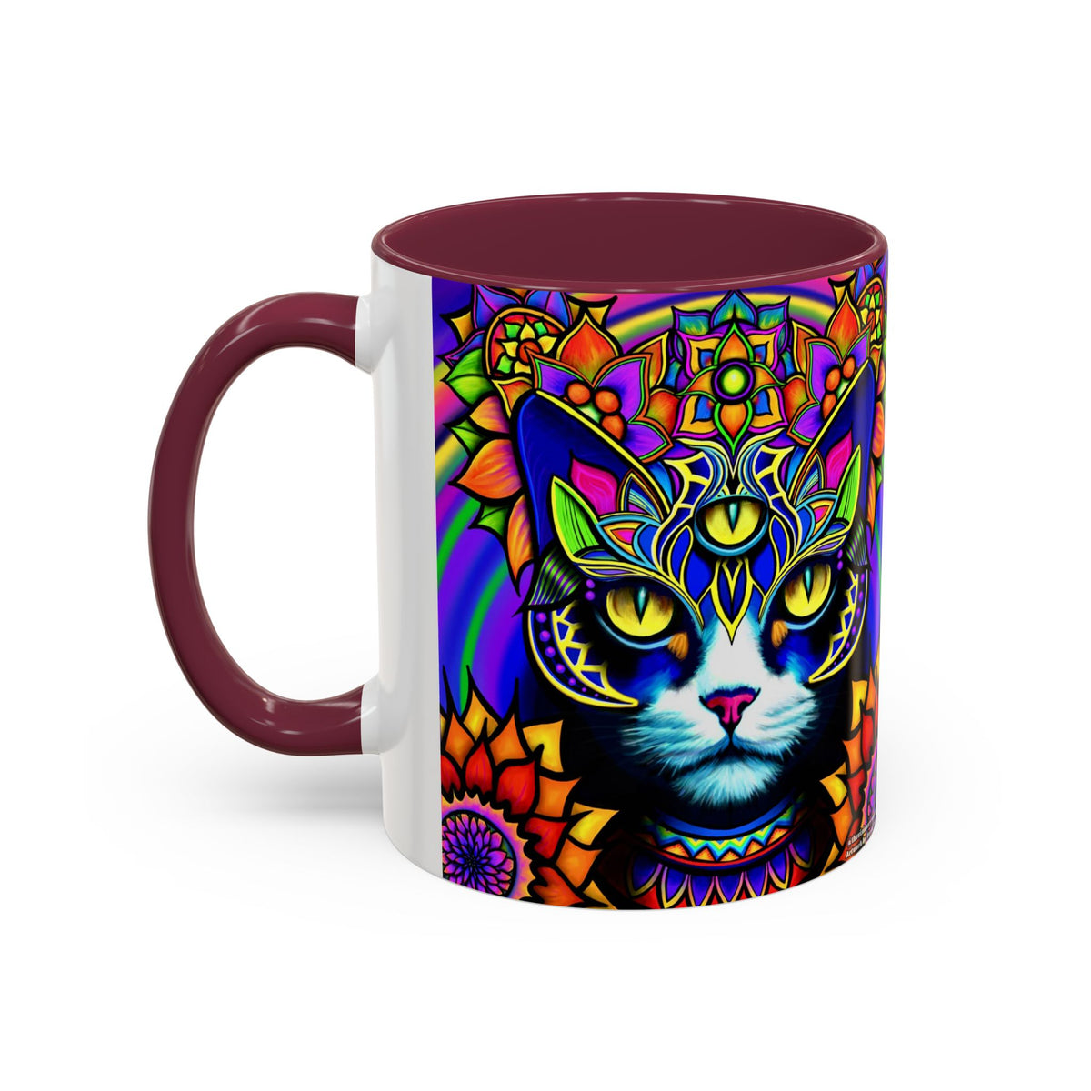 Psychedelic Cat Mug - Psychedelic Art Cup, Vibrant Coffee Mug, Unique Gift for Cat Lovers, Fun Home Decor, 11oz & 15oz Options