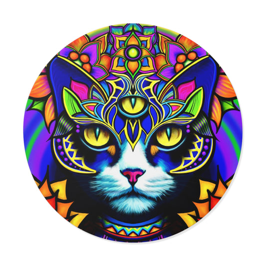 Mystical Cat Vinyl Stickers | Boho Art Decor, Fun Gift for Cat Lovers, Colorful Home Decor, Party Favors, Laptop Decals