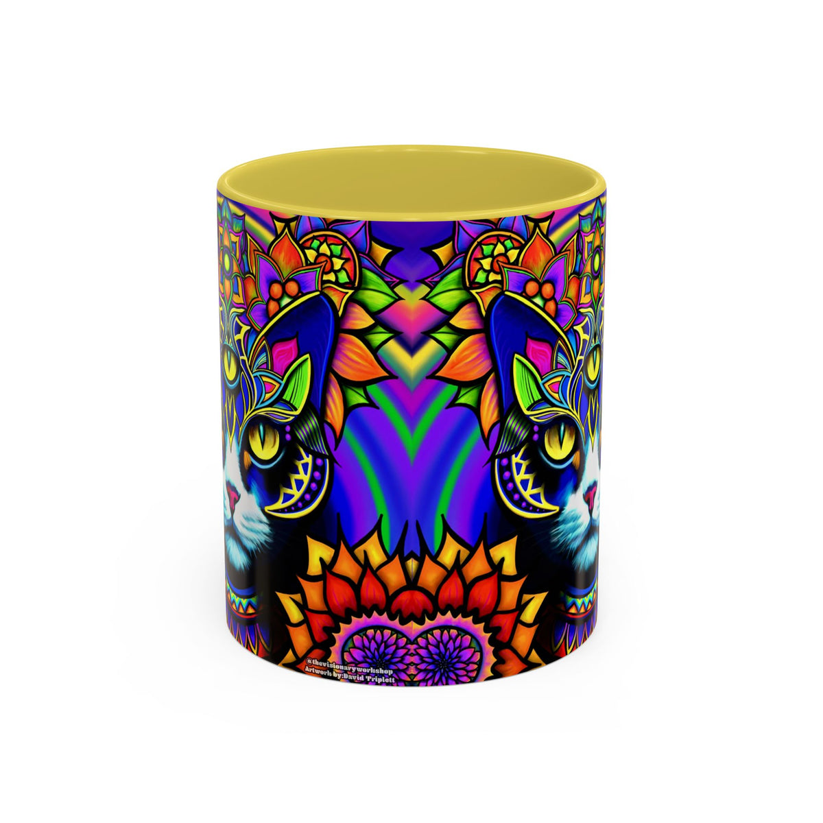 Psychedelic Cat Mug - Psychedelic Art Cup, Vibrant Coffee Mug, Unique Gift for Cat Lovers, Fun Home Decor, 11oz & 15oz Options
