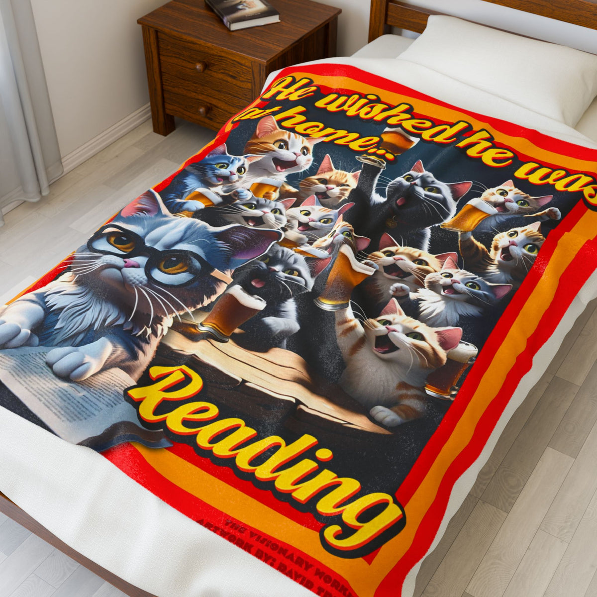Cozy Cat-Themed Velveteen Plush Blanket - Perfect for Reading Nooks, Cat Lovers, Gifts, Home Decor, Warmth & Comfort