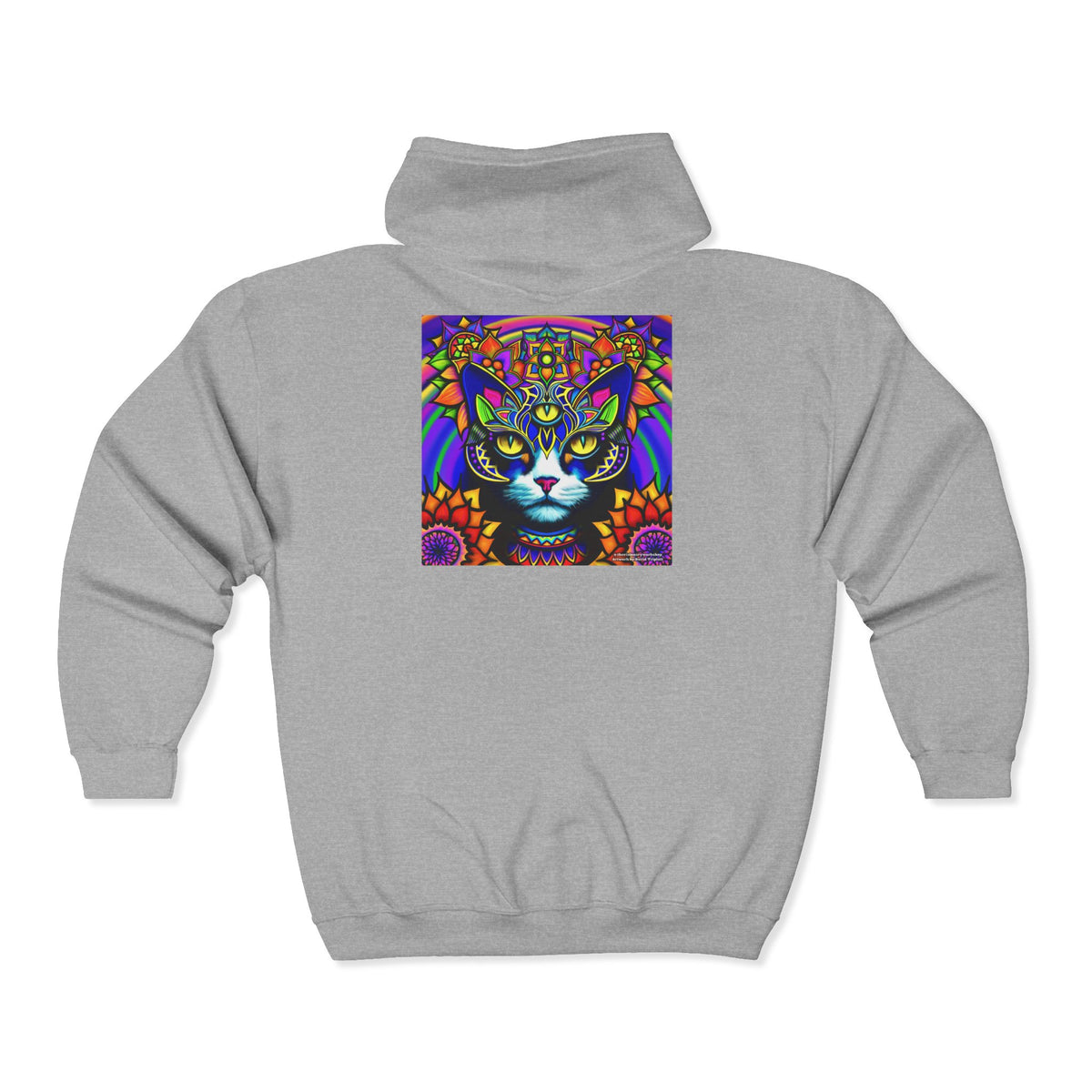 Psychedelic Cat Cozy Unisex Zip Hoodie for Comfort Lovers, Perfect for Fall, Casual Style, Gift for Birthdays, Everyday Wear, Relaxation