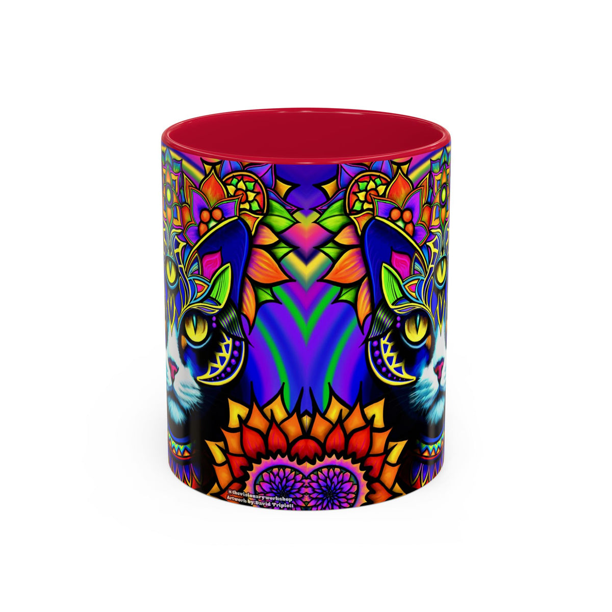 Psychedelic Cat Mug - Psychedelic Art Cup, Vibrant Coffee Mug, Unique Gift for Cat Lovers, Fun Home Decor, 11oz & 15oz Options