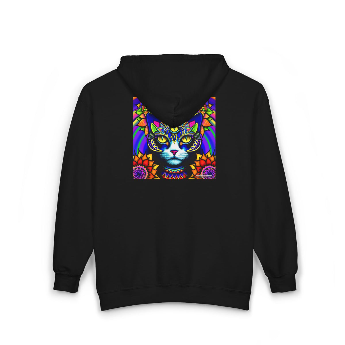 Psychedelic Cat Cozy Unisex Zip Hoodie for Comfort Lovers, Perfect for Fall, Casual Style, Gift for Birthdays, Everyday Wear, Relaxation