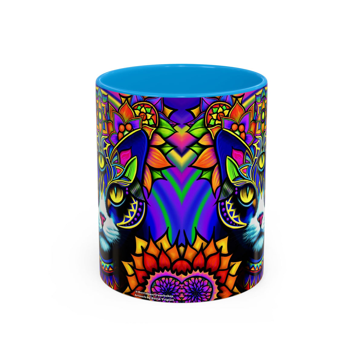 Psychedelic Cat Mug - Psychedelic Art Cup, Vibrant Coffee Mug, Unique Gift for Cat Lovers, Fun Home Decor, 11oz & 15oz Options