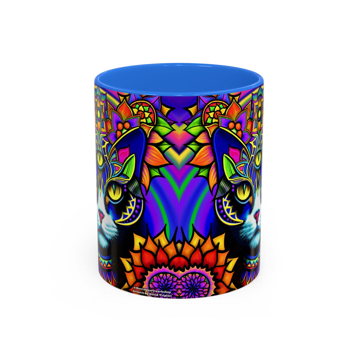 Psychedelic Cat Mug - Psychedelic Art Cup, Vibrant Coffee Mug, Unique Gift for Cat Lovers, Fun Home Decor, 11oz & 15oz Options