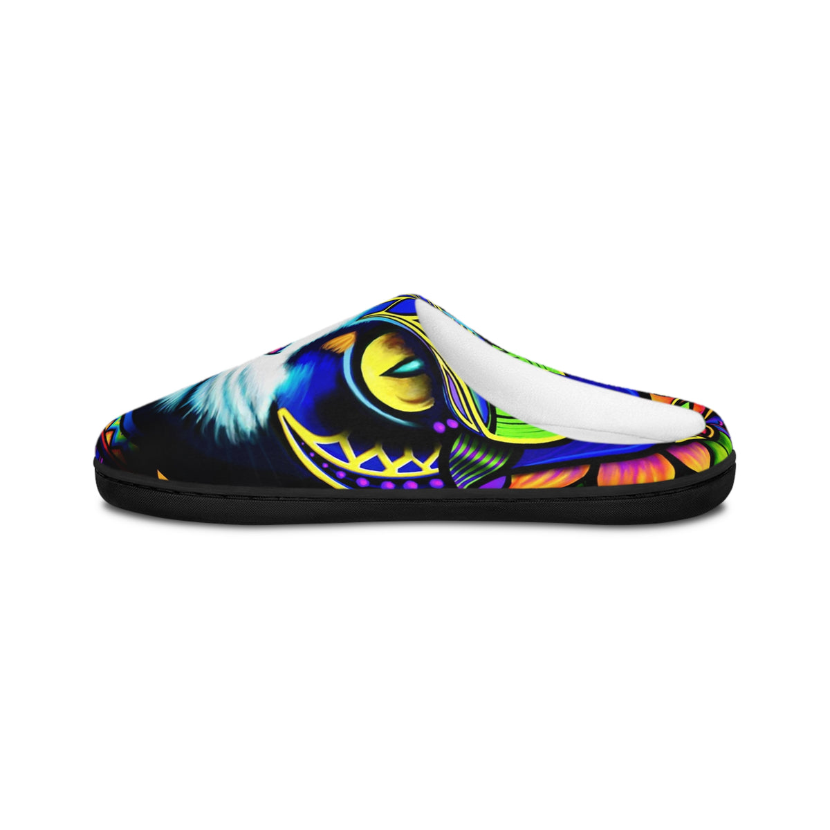 Colorful Cat Design Men's Indoor Slippers | Cozy House Slippers, Unique Gift for Cat Lovers, Home Comfort, Fun Footwear