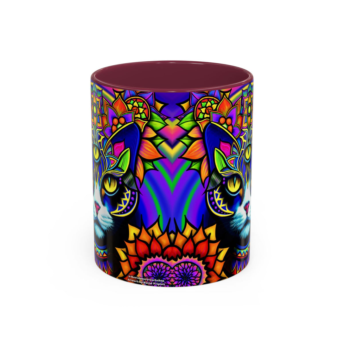 Psychedelic Cat Mug - Psychedelic Art Cup, Vibrant Coffee Mug, Unique Gift for Cat Lovers, Fun Home Decor, 11oz & 15oz Options