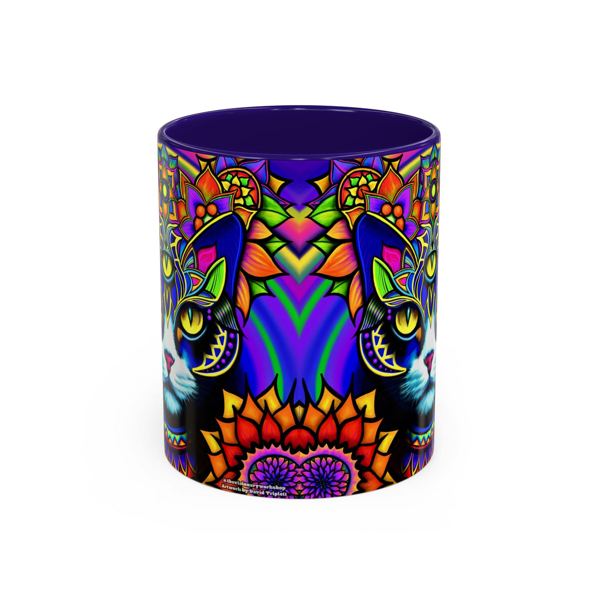 Psychedelic Cat Mug - Psychedelic Art Cup, Vibrant Coffee Mug, Unique Gift for Cat Lovers, Fun Home Decor, 11oz & 15oz Options