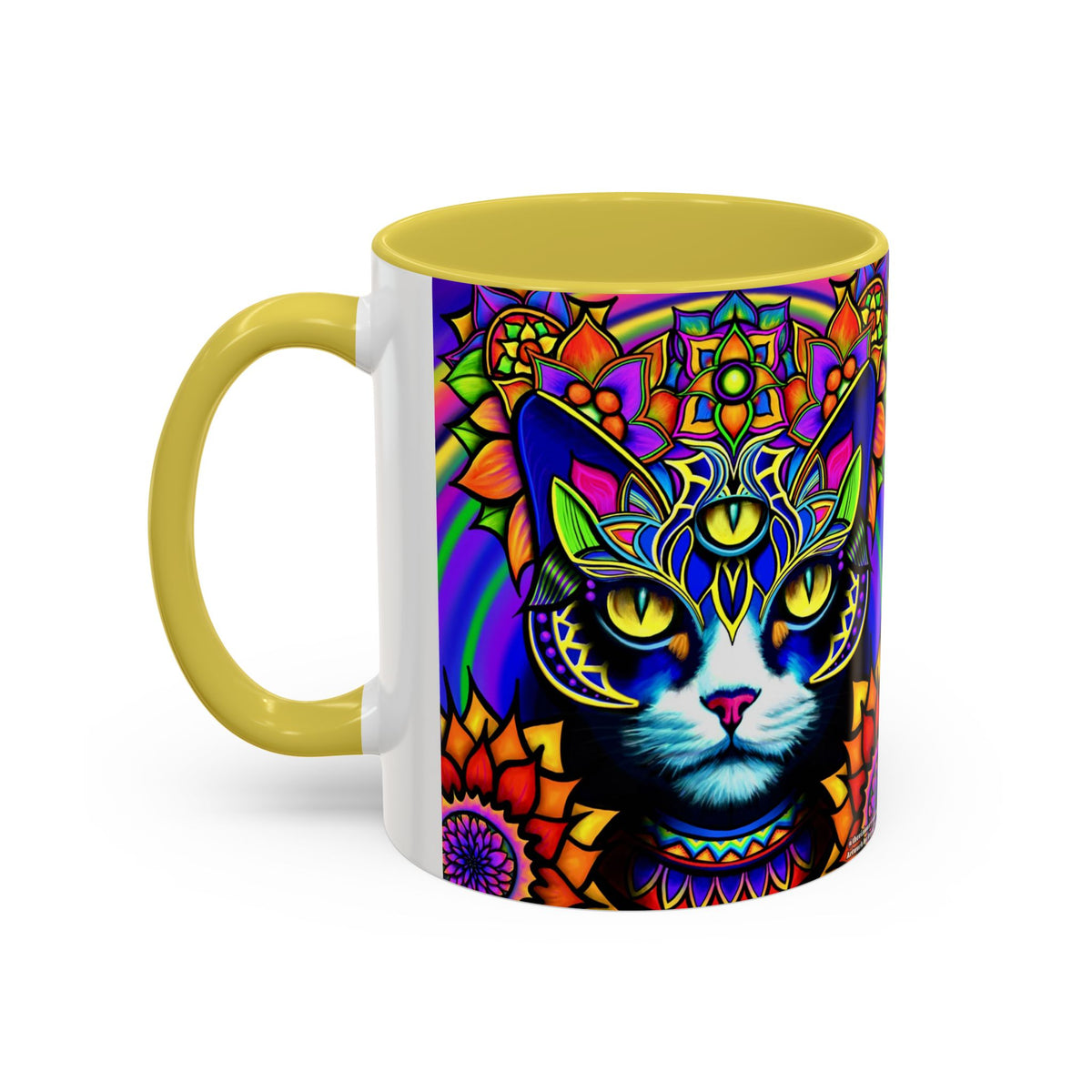 Psychedelic Cat Mug - Psychedelic Art Cup, Vibrant Coffee Mug, Unique Gift for Cat Lovers, Fun Home Decor, 11oz & 15oz Options
