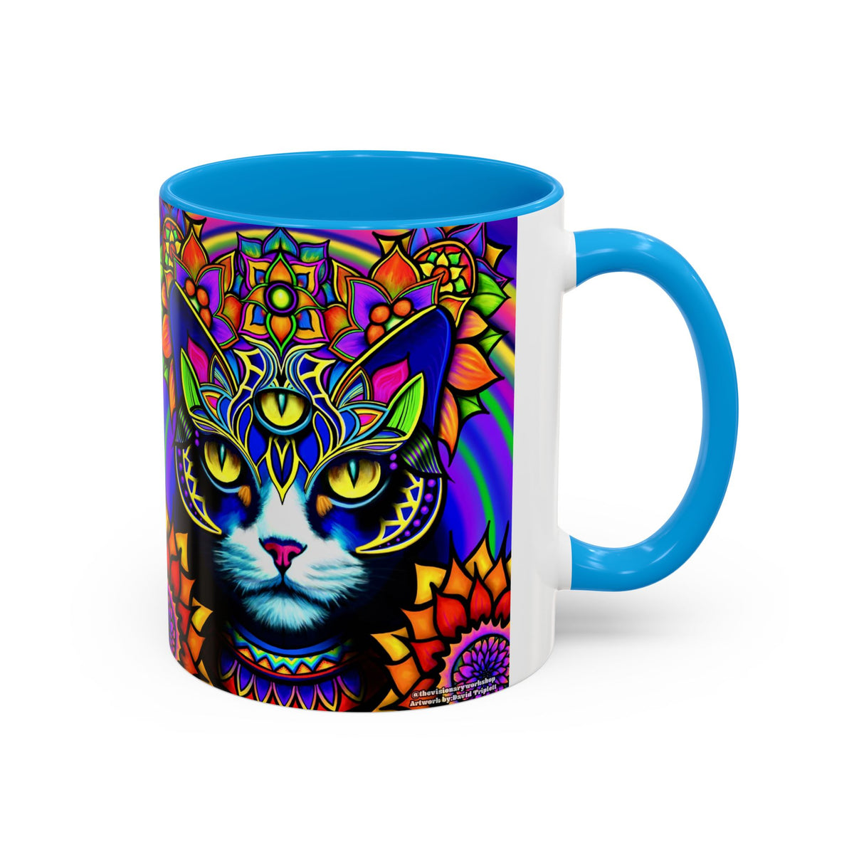 Psychedelic Cat Mug - Psychedelic Art Cup, Vibrant Coffee Mug, Unique Gift for Cat Lovers, Fun Home Decor, 11oz & 15oz Options