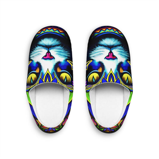 Colorful Cat Design Men's Indoor Slippers | Cozy House Slippers, Unique Gift for Cat Lovers, Home Comfort, Fun Footwear