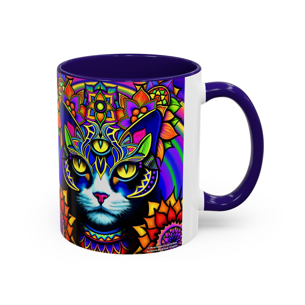 Psychedelic Cat Mug - Psychedelic Art Cup, Vibrant Coffee Mug, Unique Gift for Cat Lovers, Fun Home Decor, 11oz & 15oz Options