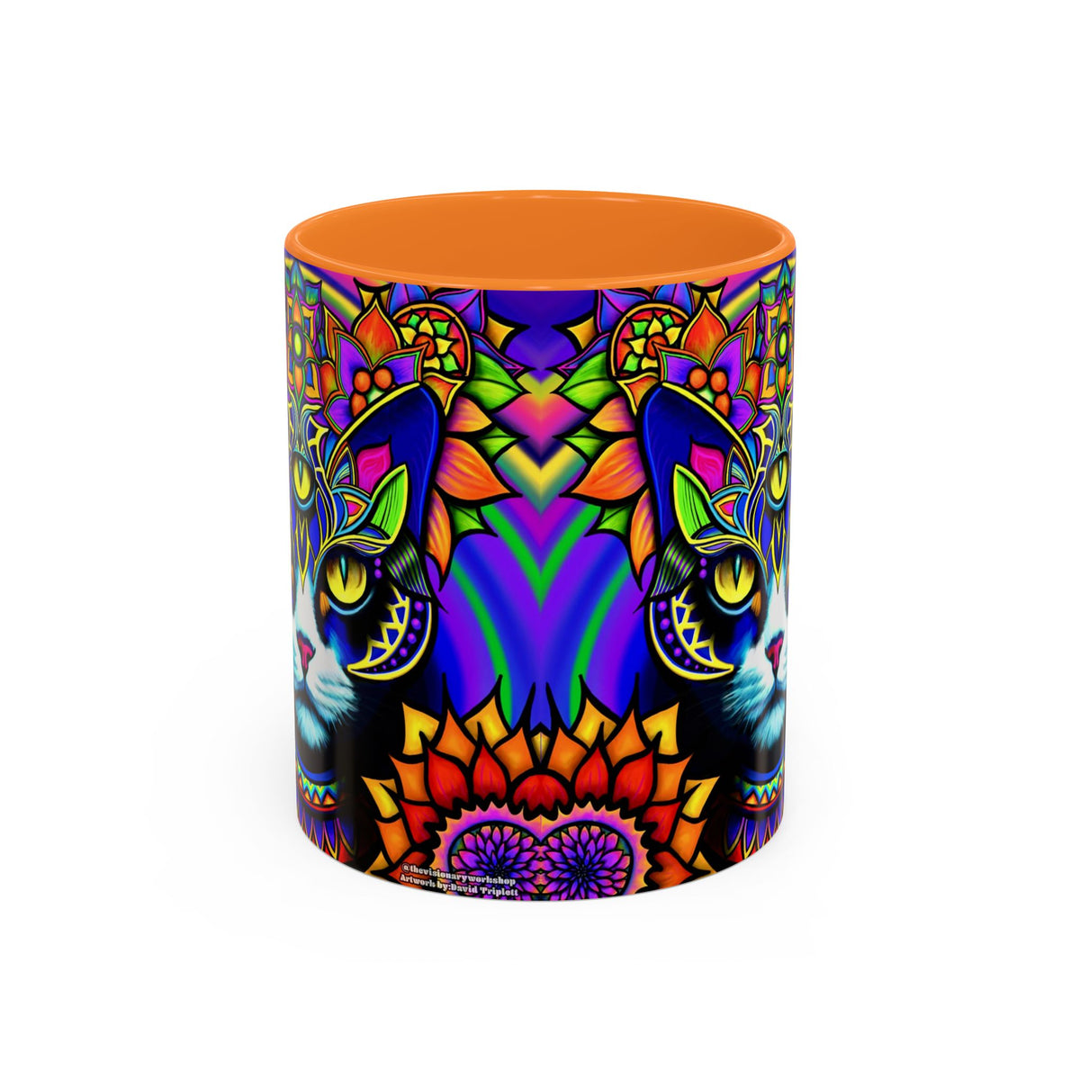 Psychedelic Cat Mug - Psychedelic Art Cup, Vibrant Coffee Mug, Unique Gift for Cat Lovers, Fun Home Decor, 11oz & 15oz Options